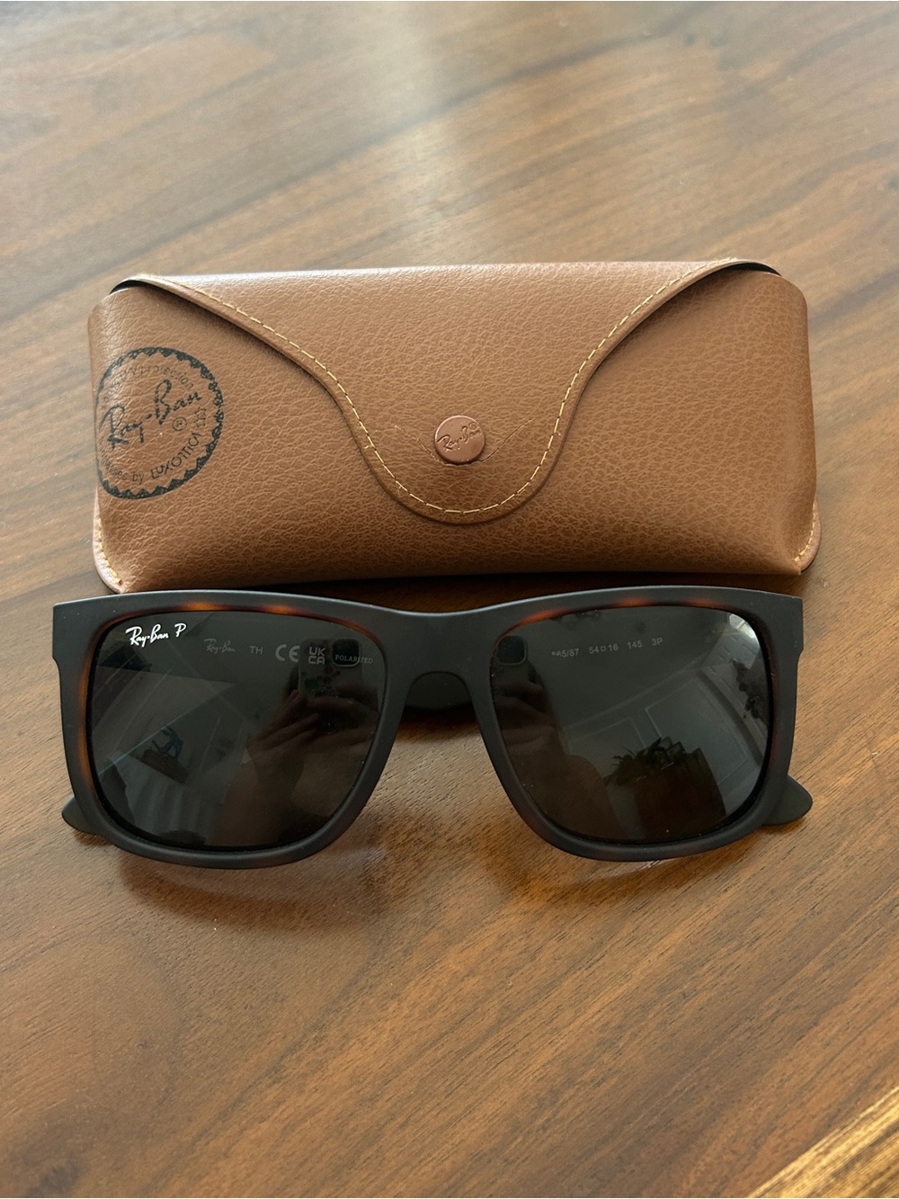 Ray Ban Justin Tortoise Sunglasses w/ Case - Classic Havana Grey Polarized
